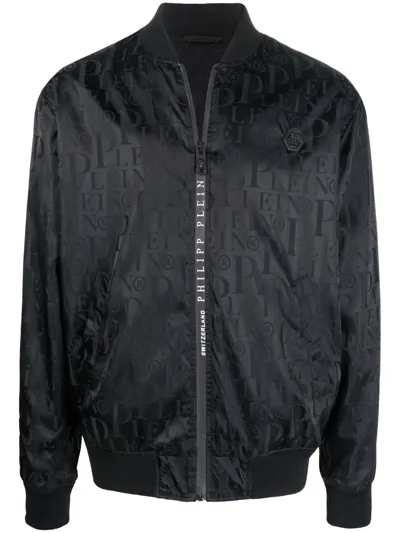 Philipp Plein Monogram-print Bomber Jacket In Black