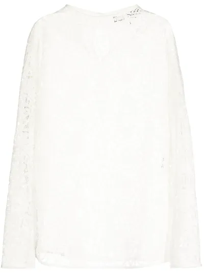 Paule Ka Floral-lace Top In Weiss