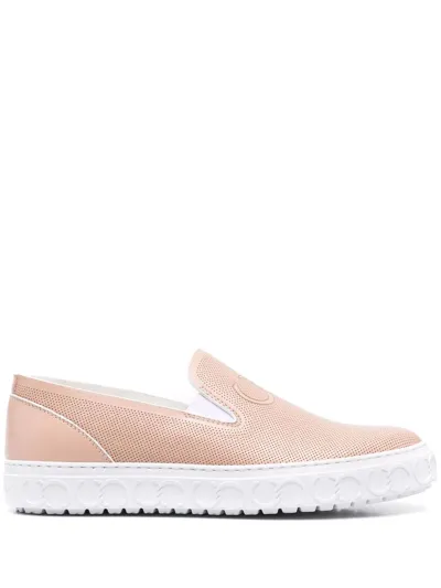 Casadei Embossed-logo Slip-on Trainers In Neutrals