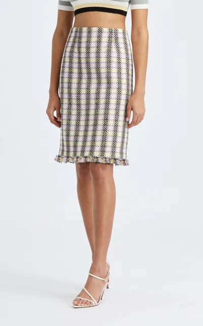 Oscar De La Renta Women's High-rise Tweed Pencil Skirt In Plaid