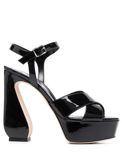 Si Rossi Leather Platform Sandals In Black