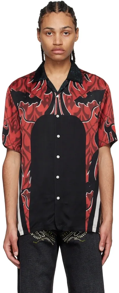 Phipps Short-sleeved Dragon-print Jersey Shirt In Black