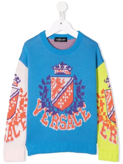 Versace Teen Blue Royal Rebellion Knitted Sweater