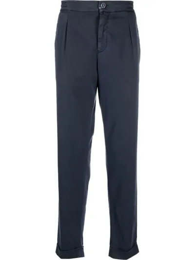 Kiton Pleat-detail Elasticated-waist Chinos In Blue