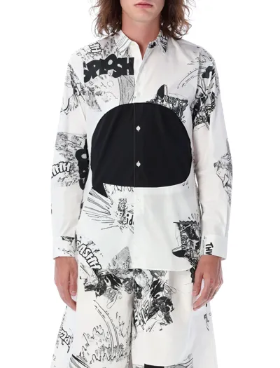 Comme Des Garçons Shirt White Shirt With Comic Prints In Multicolor