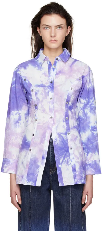 Rokh Tie-dye Decorative-buttons Shirt In Violett