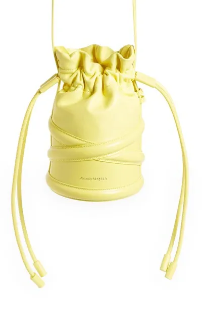 Alexander Mcqueen The Soft Curve Drawstring Leather Crossbody Bag In Yellow