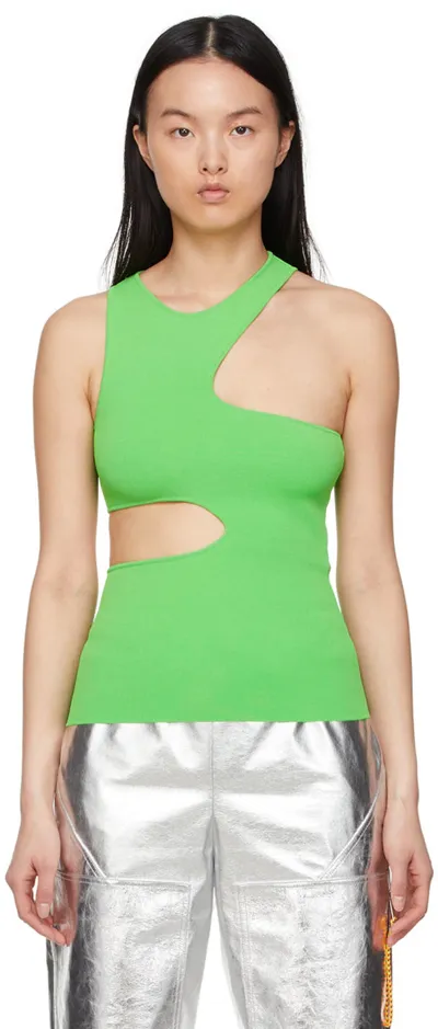 Stella Mccartney Green Viscose Cut-out Tank Top In Green Fluo