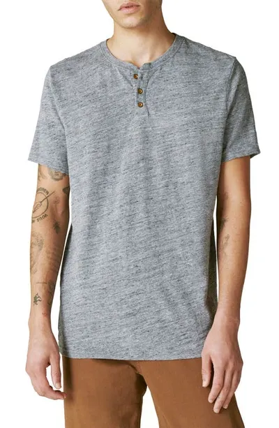 Lucky Brand Short Sleeve Henley T-shirt In Black Iris