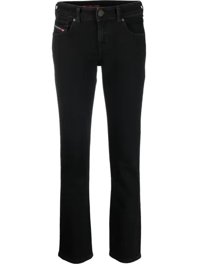 Diesel Low-rise Flared Crop Jeans In Schwarz