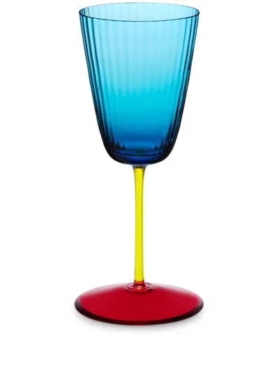 Dolce & Gabbana Hand-blown Murano White Wine Glass In Multicolor