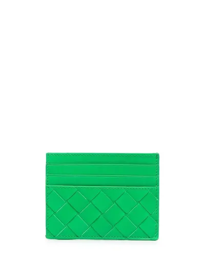 Bottega Veneta Green Intrecciato Credit Card Holder