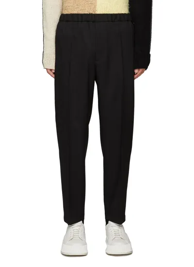 Jil Sander Elastic Waist Pleated Pants In Black