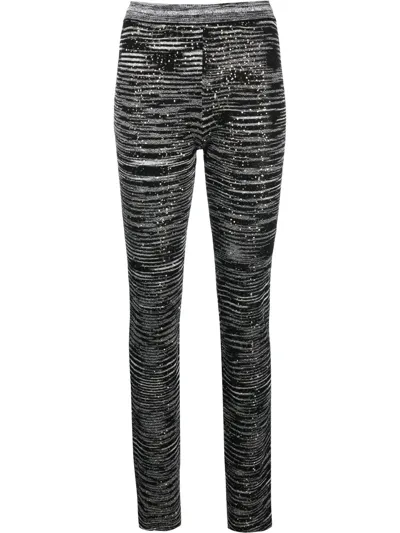 Missoni Sequin Stripe Knitted Trousers In Black