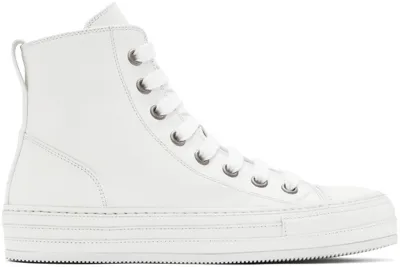 Ann Demeulemeester White Leather Raven Sneakers In 001 White