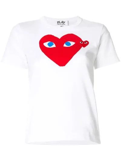 Comme Des Garçons Play Printed Red Heart T-shirt In Blue