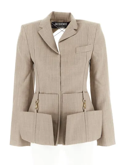 Jacquemus La Veste Terra Virgin Wool Jacket In Beige