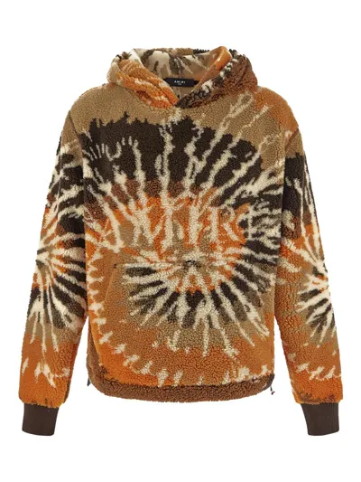 Amiri Tye Dye Fleece Hoodie In Orange