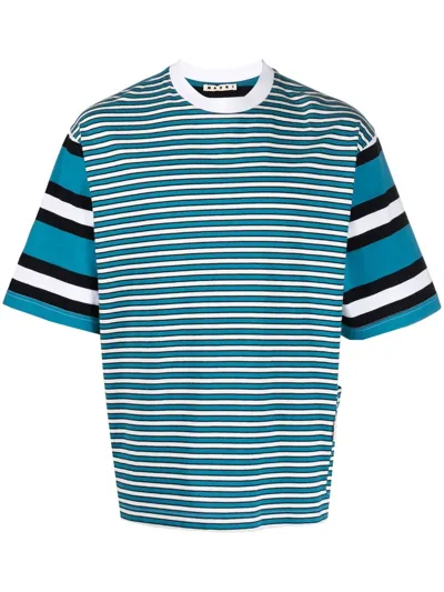 Marni Blue/white/black Striped Oversized T-shirt In Multicolor