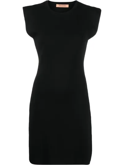 Yves Salomon Fine-ribbed Sleeveless Mini Dress In Black