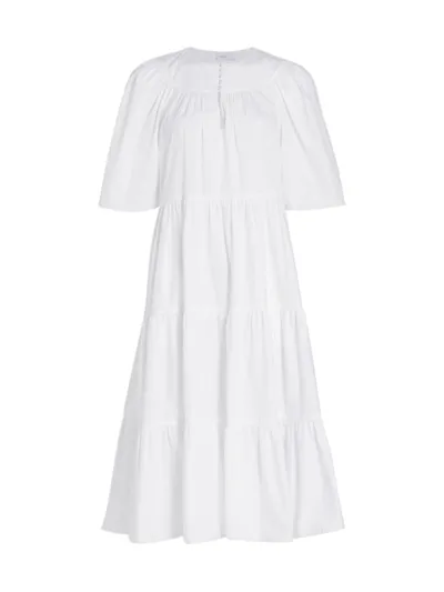 Rosetta Getty Tiered Cotton Dress In White