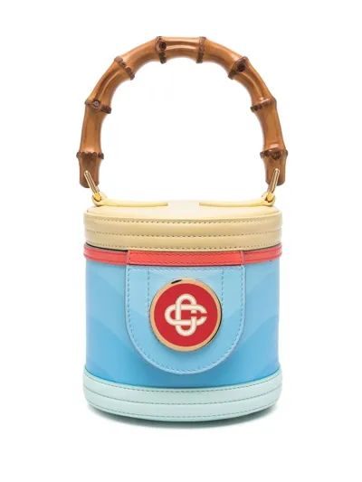 Casablanca Colorblock Calfskin Cylinder Top Handle Bag In Multicolor