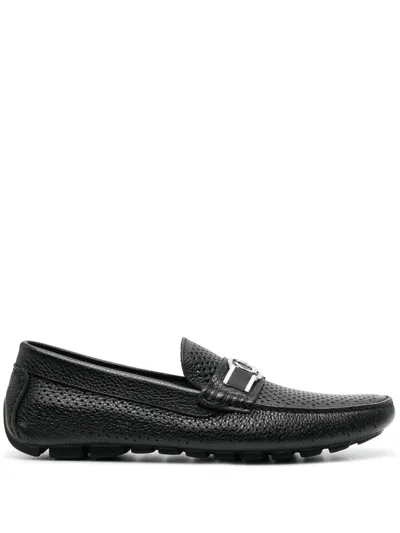 Casadei Plaque-detail Slip-on Loafers In Schwarz