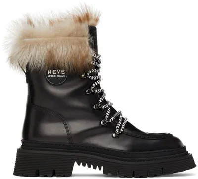 Giorgio Armani Black Neve Hiking Boots In A626 Black