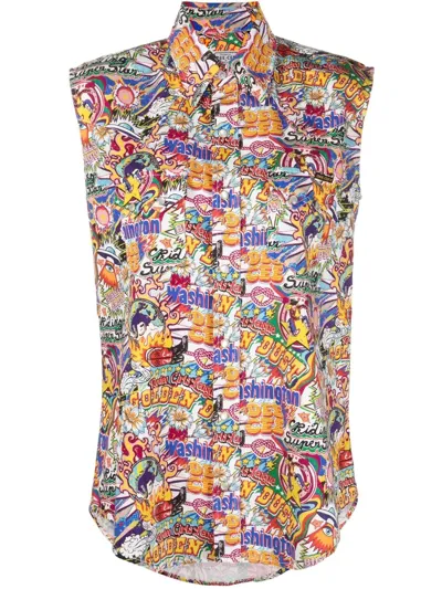 Washington Dee Cee Graphic-print Sleeveless Shirt In Free Overall Print