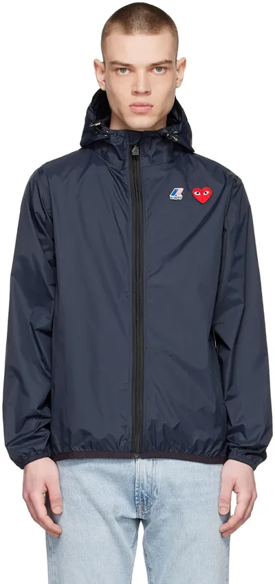 Comme Des Garçons Play Navy K-way Edition Nylon Jacket In Blue