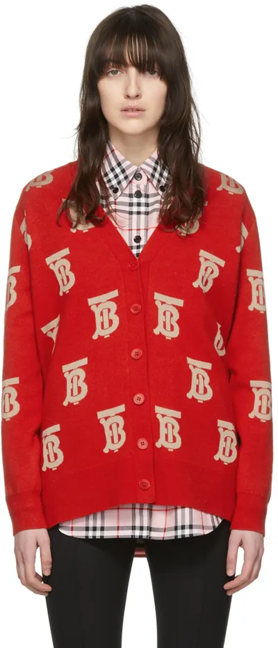 Burberry Salena Monogram Wool-silk Cardigan In New