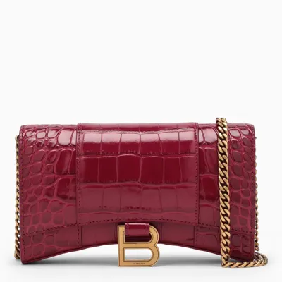 Balenciaga Raspberry Coco-print Hourglass Mini Bag In Red