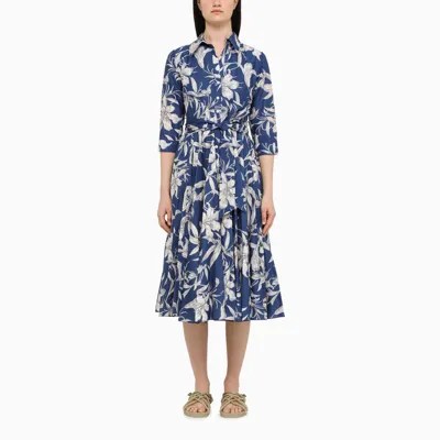 Lavi Blue Floral-print Spritz Long Dress