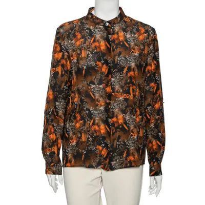 Pre-owned Versus Multicolor Printed Silk Button Front Blouse M