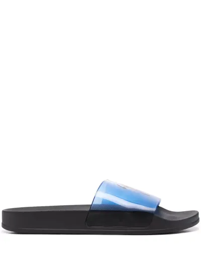 Giuseppe Zanotti Logo-print Slides In Blue