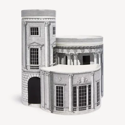 Fornasetti Nel Mentre Set Of Three Scented Candles - Architettura Décor - Immaginazione Fragrance In White/black