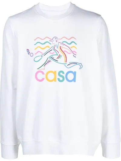 Casablanca Logo-print Organic Cotton Sweatshirt In White