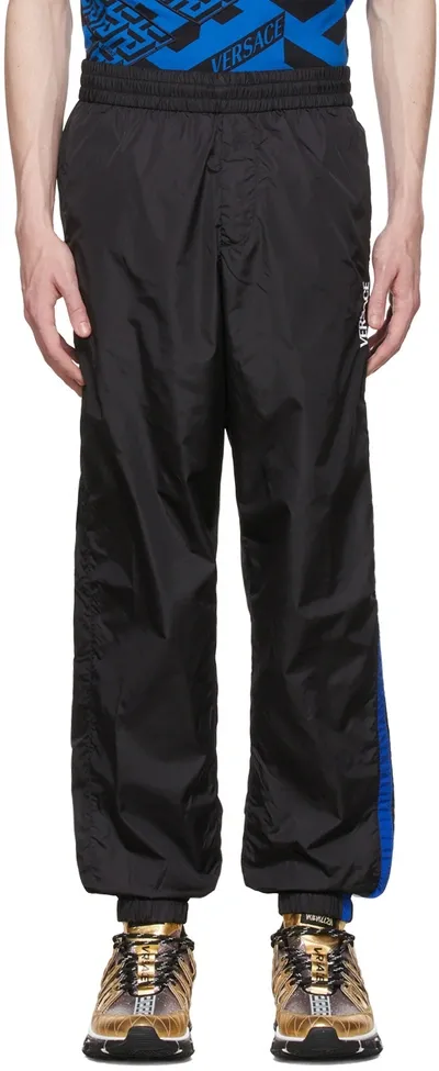 Versace Black Nylon Track Pants In 1b000 Black