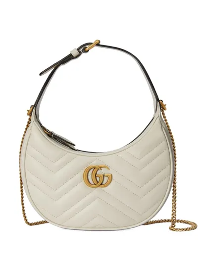 Gucci Gg Marmont Half-moon Shaped Mini Bag In Weiss