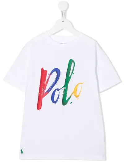 Ralph Lauren Kids' Logo-print Short-sleeved T-shirt In White