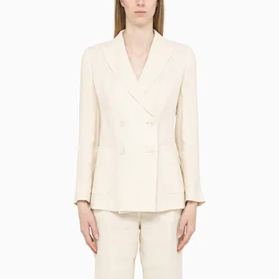 Max Mara Ivory Fertile Double-breasted Blazer In White