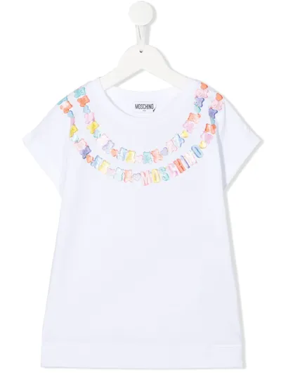 Moschino Kids' Logo-print Necklace T-shirt In White