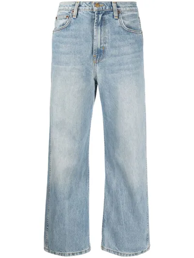 B Sides Plein Wide Straight Leg Cropped Jeans In Indigo