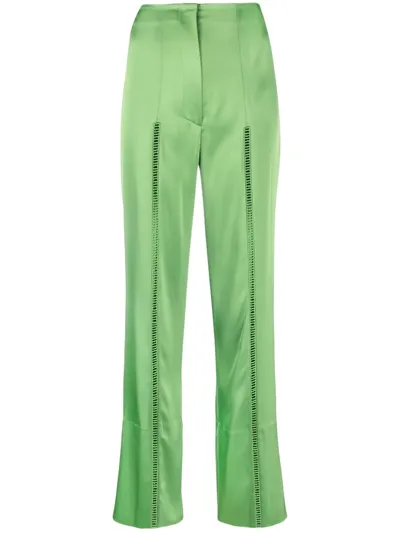 Nanushka Ladder-stitch Straight-leg Trousers In Green