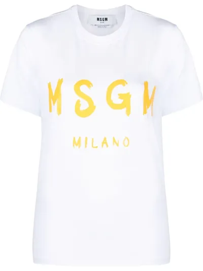 Msgm Logo-print Cotton T-shirt In White