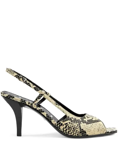 Gucci Tom 90 Python-effect Leather Slingback Sandals In Neutral