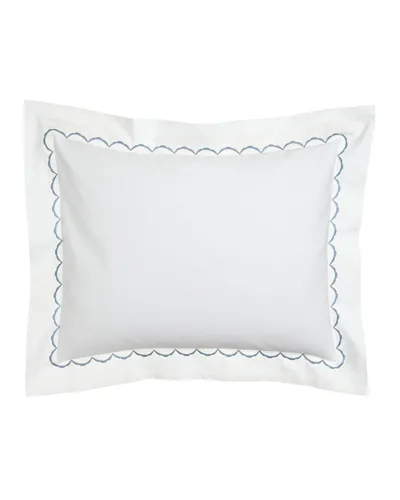 Matouk European Scallops Embroidered Sham In White/blue