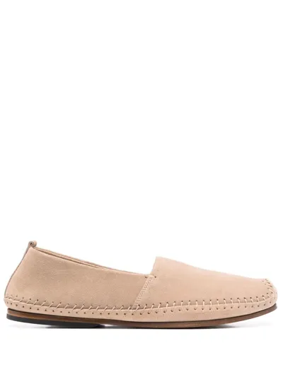 Henderson Baracco Suede Decorative-stitch Slip-on Shoes In Neutrals