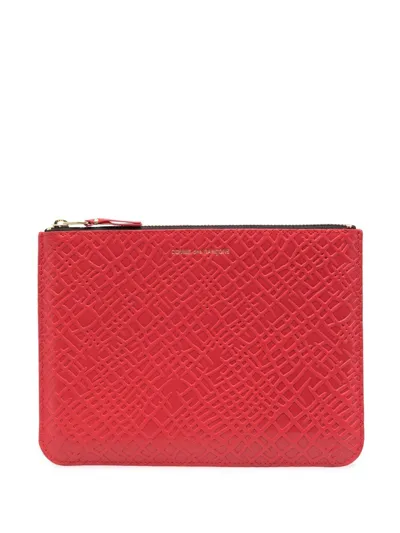 Comme Des Garçons Embossed-logo Detail Wallet In Rot