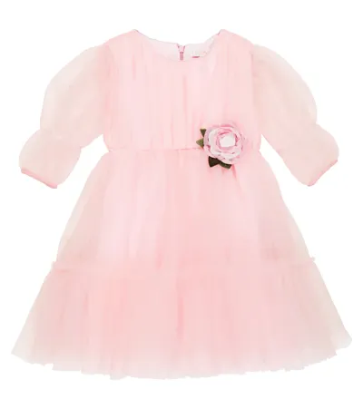 Monnalisa Kids' Tulle Dress In Cipolla